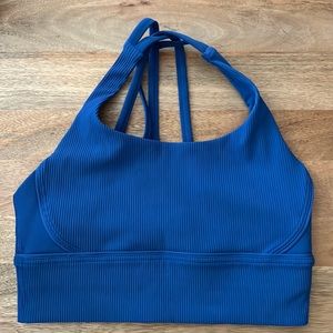 Lululemon engery longline bra blue ribbed size 6